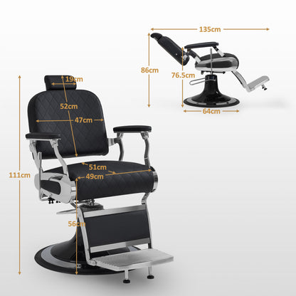 BarberPub Friseurstuhl mit Kopfstütze Kippbar, Friseureinrichtung  mit Hydraulikpumpe 360° Drehbar, Bedienungsstuhl Höhenverstellbar, Barber Stuhl Friseurstühle Kunstleder, 3855