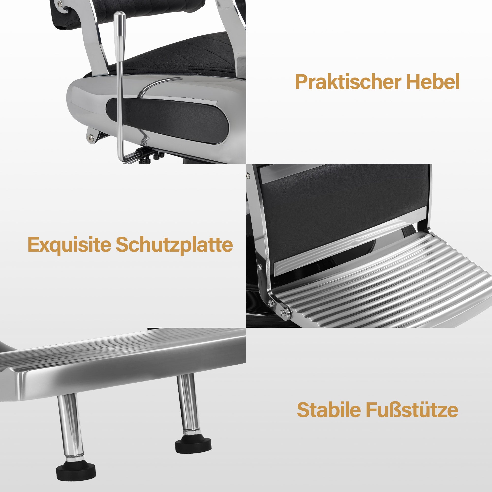 BarberPub Friseurstuhl mit Kopfstütze Kippbar, Friseureinrichtung  mit Hydraulikpumpe 360° Drehbar, Bedienungsstuhl Höhenverstellbar, Barber Stuhl Friseurstühle Kunstleder, 3855