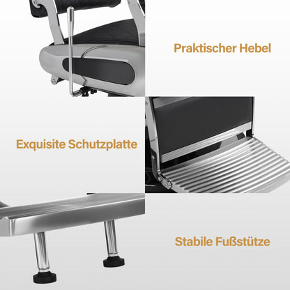 BarberPub Friseurstuhl mit Kopfstütze Kippbar, Friseureinrichtung  mit Hydraulikpumpe 360° Drehbar, Bedienungsstuhl Höhenverstellbar, Barber Stuhl Friseurstühle Kunstleder, 3855