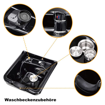 BarberPub Professionelle Rückwärtswaschanlage ohne Stuhl Friseurwaschplatz Waschtisch mit Rückwärtswaschbecken Saloneinrichtung 7134 ( Schwarz)