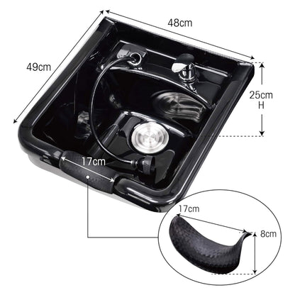 BarberPub Professionelle Rückwärtswaschanlage ohne Stuhl Friseurwaschplatz Waschtisch mit Rückwärtswaschbecken Saloneinrichtung 7134 ( Schwarz)