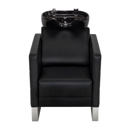 BarberPub Friseurstuhl mit Waschbecken & Edelstahlbasis, Friseurwaschbecken aus Keramik Verstellbar, Friseurwaschsessel für SPA Salon Friseur Waschplatz 8611