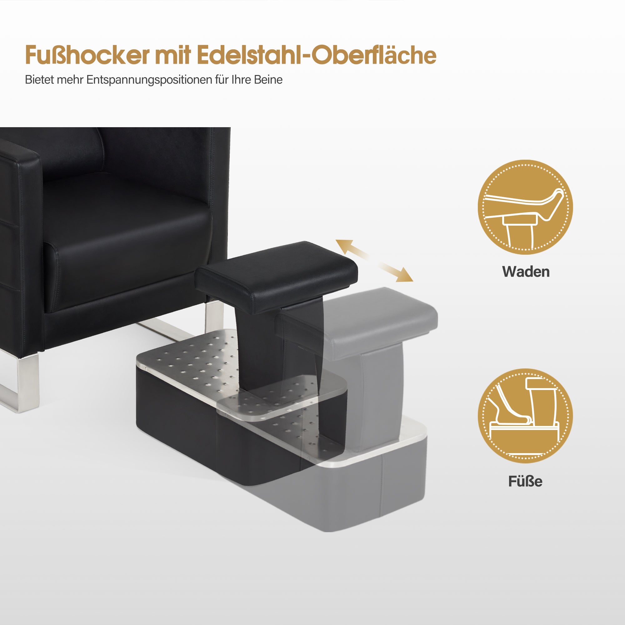 BarberPub Friseurstuhl mit Waschbecken & Edelstahlbasis, Friseurwaschbecken aus Keramik Verstellbar, Friseurwaschsessel für SPA Salon Friseur Waschplatz 8611