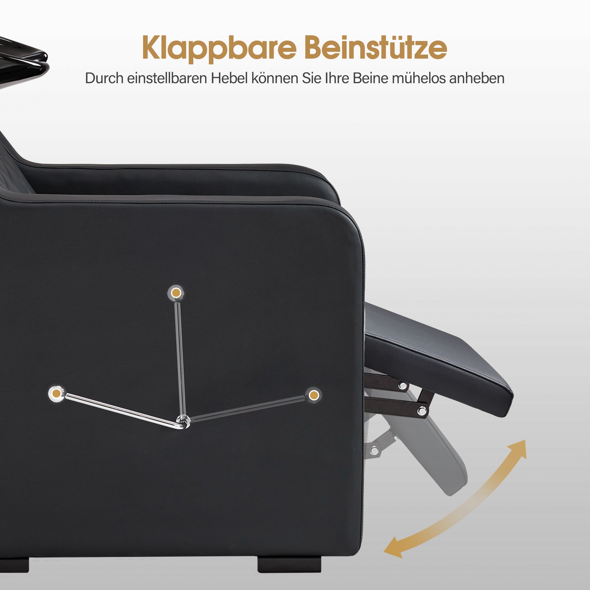 BarberPub Friseurstuhl mit Waschbecken, Klappbare Beinstütze, Friseurwaschbecken aus Keramik Verstellbar, Friseurwaschsessel für SPA Salon, Friseur Waschplatz 8620 (Schwarz/Kunstleder)
