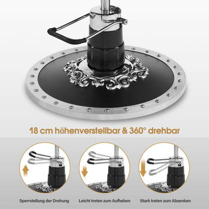 Barberpub Friseurstuhl mit Kopfstütze Kippbar, Barber Stuhl Retro Vintage, 360° Drehbar & Höhenverstellbar, Friseureinrichtung Hydraulisch, Kunstleder, 8688