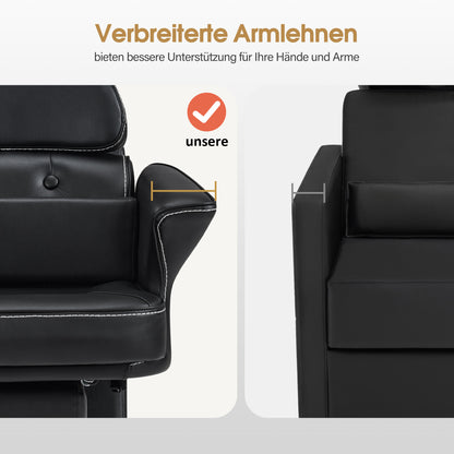 BarberPub Friseurstuhl mit Waschbecken & Kippbarer Rückenlehne, Friseurwaschbecken aus Keramik Verstellbar, Moderner Friseurwaschsessel für SPA Salon, Friseur Waschplatz 8692 (Schwarz/Kunstleder)
