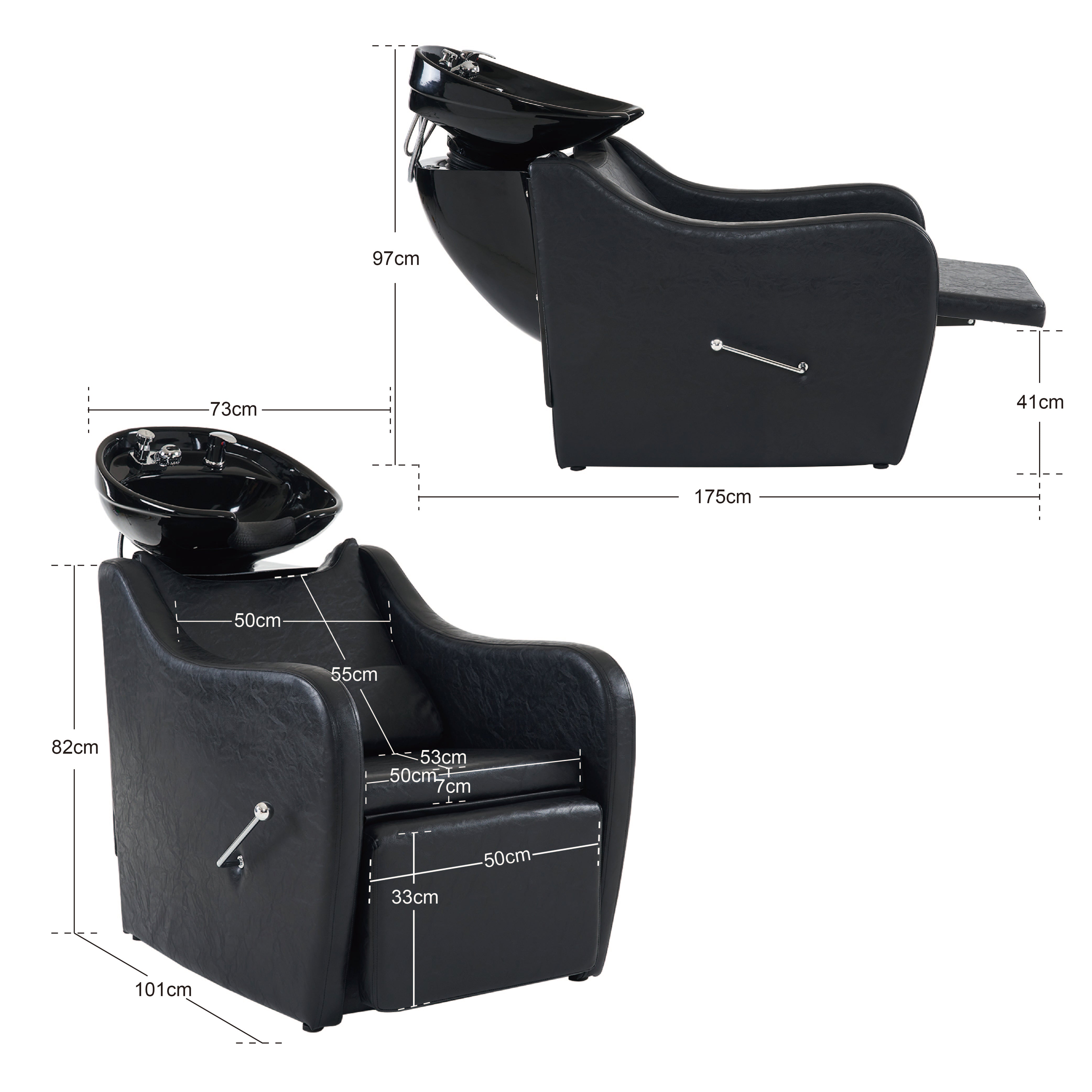 Poste de lavage pour évier de coiffure Barberpub, chaise de shampoing, chaise de lavage inversée, chaise de salon de coiffure, chaise de lavage pour salon SPA 9090 (noir) 