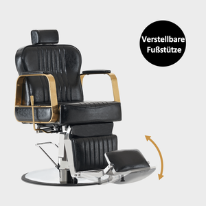 Barberpub Friseurstuhl Kippbar, Friseursessel mit Kopfstütze, 360° Drehbar & Höhenverstellbar, Friseureinrichtung Retro mit Hydraulikpumpe, Kunstleder, 9238(Schwarz)