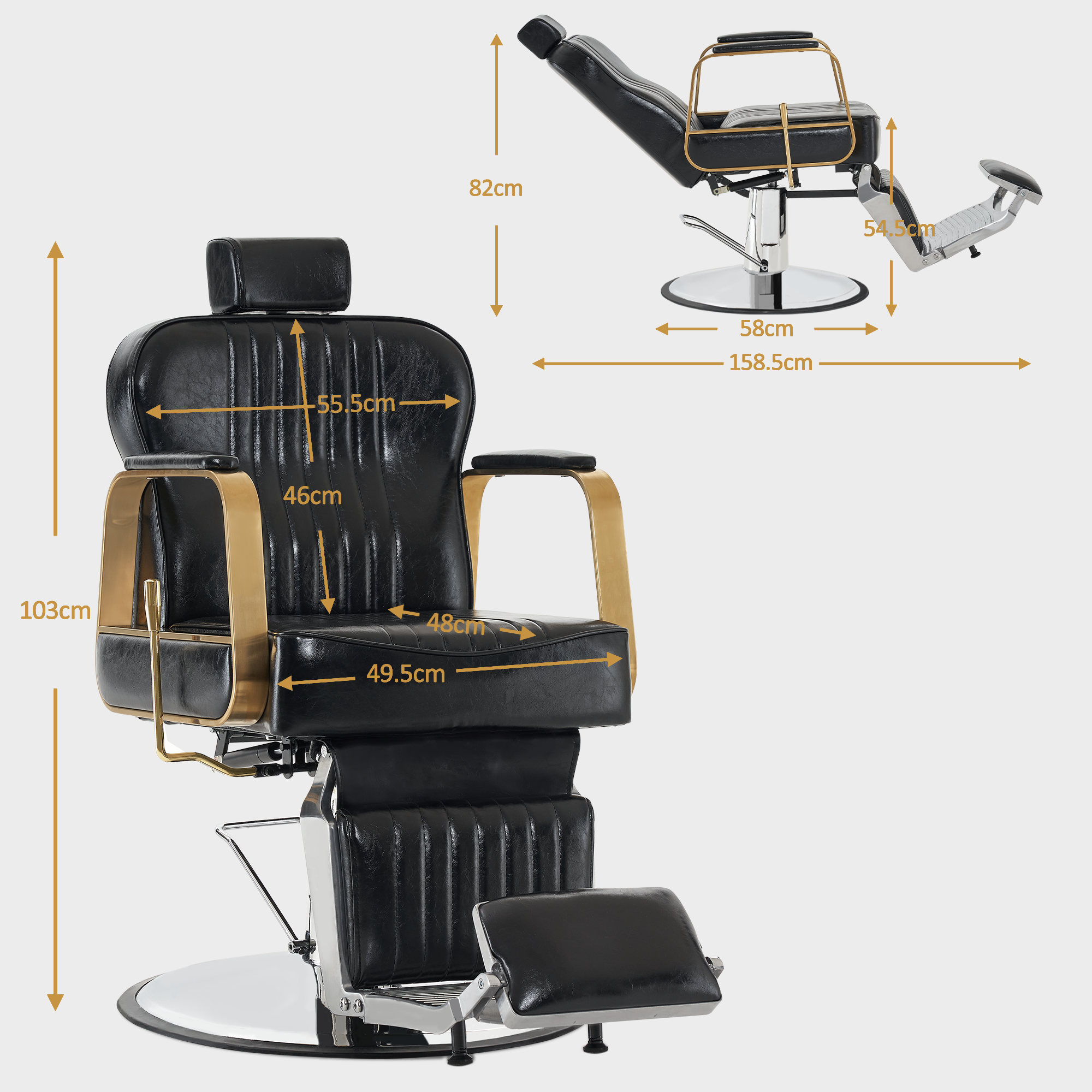 Barber Chair SLICK  Edler Friseurstuhl mit weißen Ziernähten