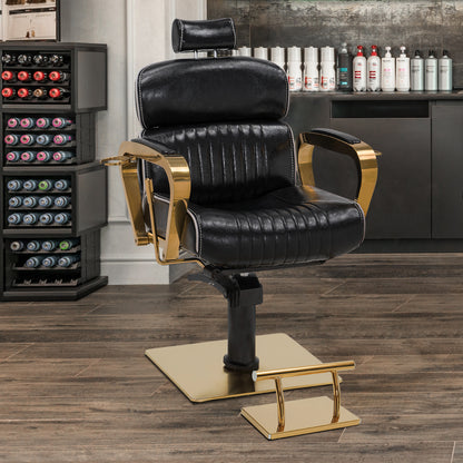 Barberpub Edelstahl Fußstütze Professional Friseurfußstütze, mobile Fuß Pedal Fußauflage, foot rest Fußablage Friseurstuhl Salonausstattung, FT001, (Silber/Gold)