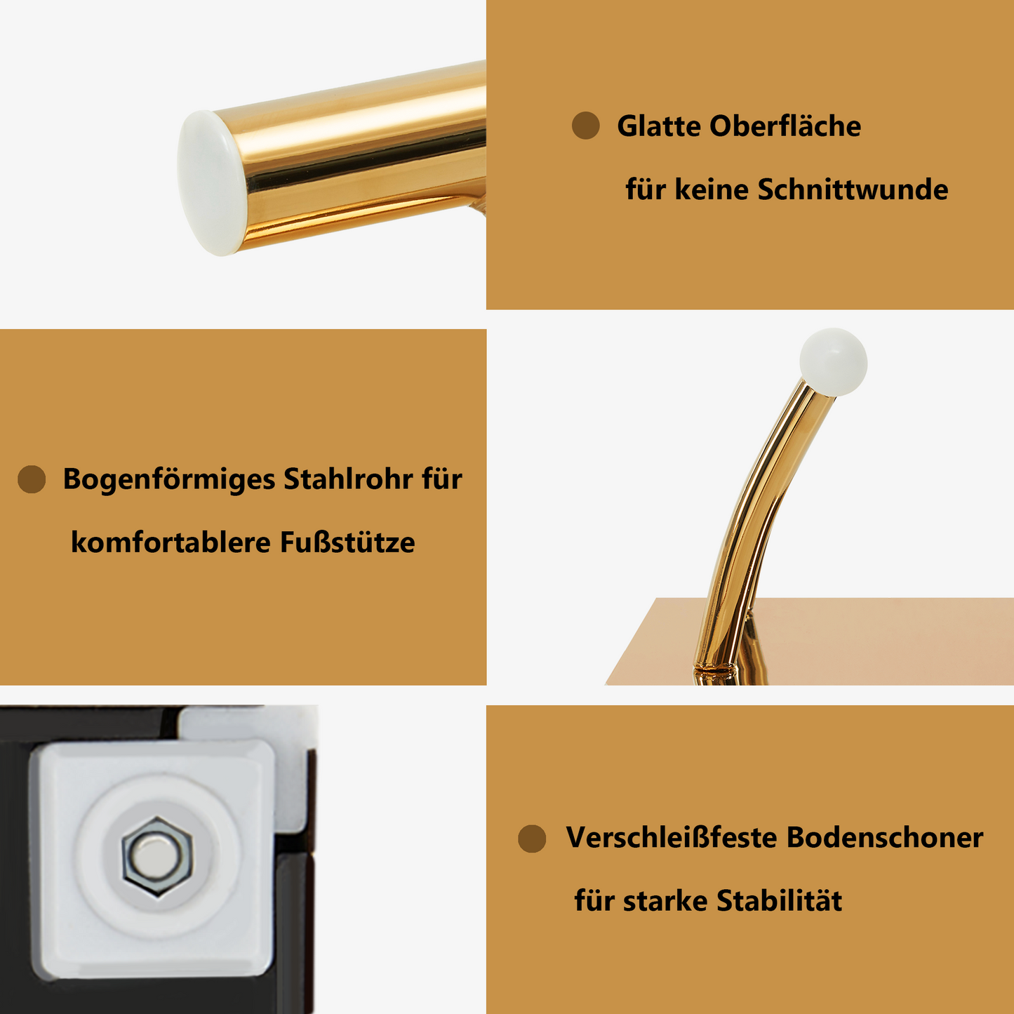 Barberpub Edelstahl Fußstütze Professional Friseurfußstütze, mobile Fuß Pedal Fußauflage, foot rest Fußablage Friseurstuhl Salonausstattung, FT001, (Silber/Gold)