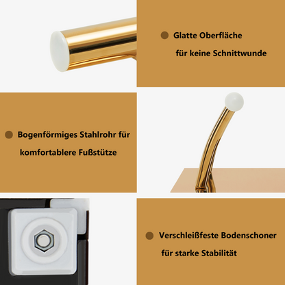 Barberpub Edelstahl Fußstütze Professional Friseurfußstütze, mobile Fuß Pedal Fußauflage, foot rest Fußablage Friseurstuhl Salonausstattung, FT001, (Silber/Gold)