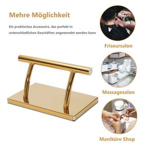 Barberpub Edelstahl Fußstütze Professional Friseurfußstütze, mobile Fuß Pedal Fußauflage, foot rest Fußablage Friseurstuhl Salonausstattung, FT001, (Silber/Gold)