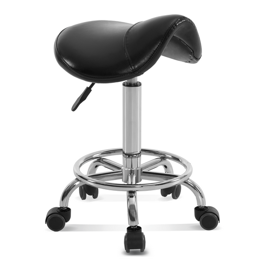 Barberpub Rollhocker Sattelhocker Höhenverstellbar, Bürohocker mit Rollen, Hocker für Arbeitszimmer Office Salon, Ergonomischer Bürostuhl, H110(Schwarz)