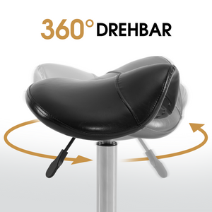 Barberpub Rollhocker Sattelhocker Höhenverstellbar, Bürohocker mit Rollen, Hocker für Arbeitszimmer Office Salon, Ergonomischer Bürostuhl, H110(Schwarz)