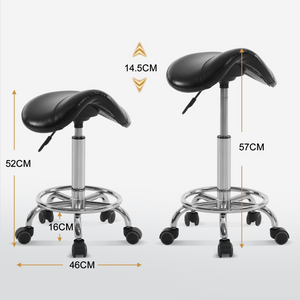 Barberpub Rollhocker Sattelhocker Höhenverstellbar, Bürohocker mit Rollen, Hocker für Arbeitszimmer Office Salon, Ergonomischer Bürostuhl, H110(Schwarz)