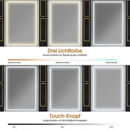 BarberPub Friseurplatz mit 2 Schubladen, Schminktisch mit Spiegel, Bedienungsplatz mit 4 Ablagen & 2 Schränken, Spiegelschrank aus Holz, Spiegeltisch mit Beleuchtung, 3161 (Schwarz-Gold)