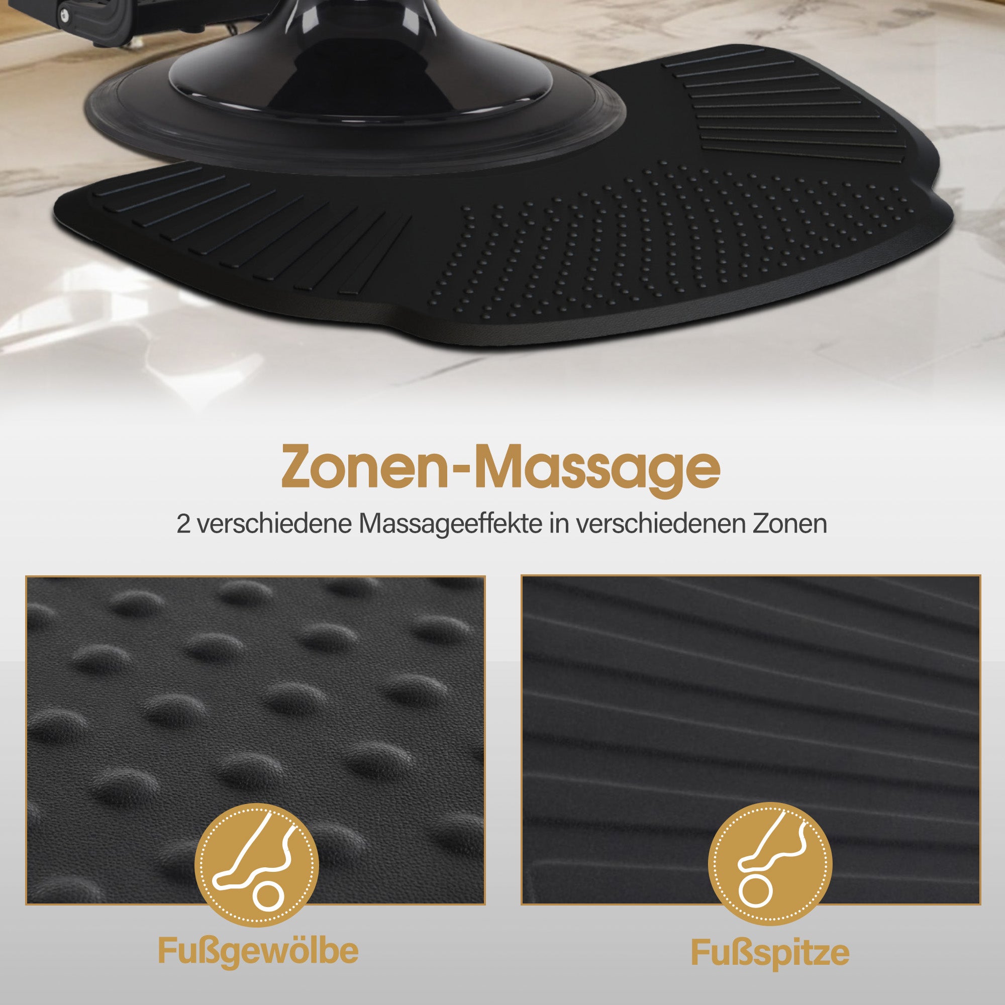 BarberPub Anti-Ermüdungsmatte für Friseure, Ergonomische Bodenmatte Friseurmatte für Barbershop Salon, Friseurbedarf 102X152 CM Halbkreis 2,5 CM dicke, M123 (Schwarz)