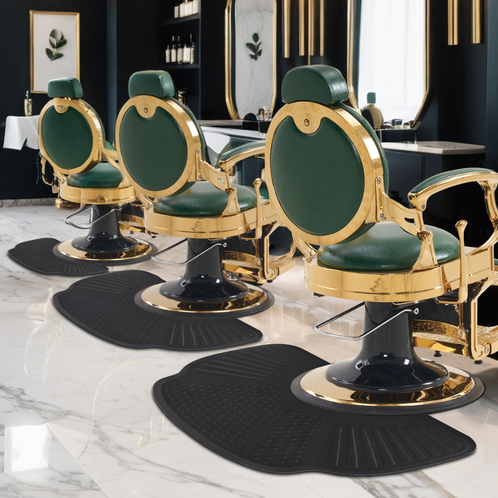 BarberPub Anti-Ermüdungsmatte für Friseure, Ergonomische Bodenmatte Friseurmatte für Barbershop Salon, Friseurbedarf 102X152 CM Halbkreis 2,5 CM dicke, M123 (Schwarz)
