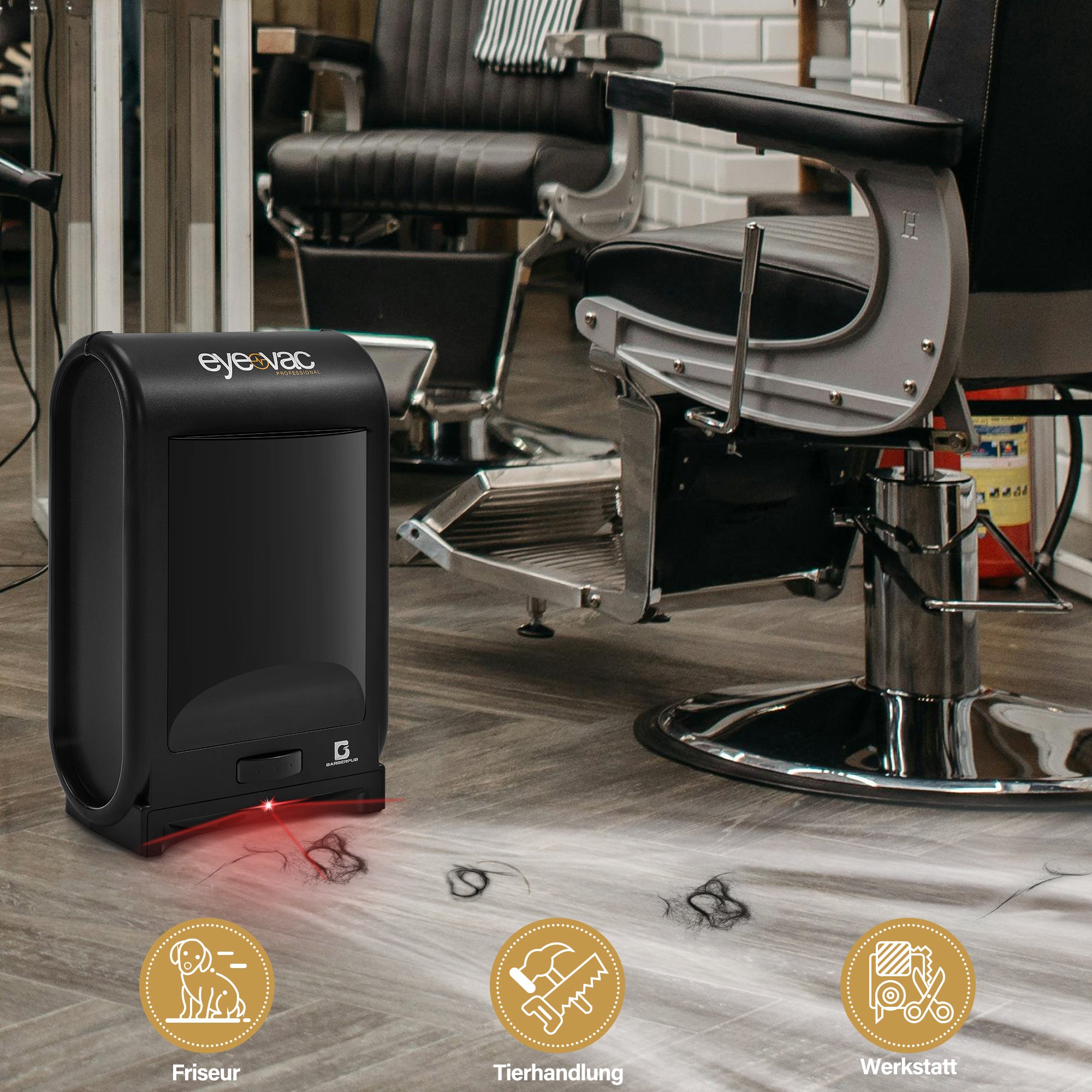 Barberpub Staubsauger Haarsauger mit Sensor Automatisch, Saugroboter mit Kabel Leise Stark, Stabstaubsauger & Elektrische Kehrbesen, Bodenstaubsauger Friseur Profibedarf Salonbedarf, 1400 W (Schwarz)