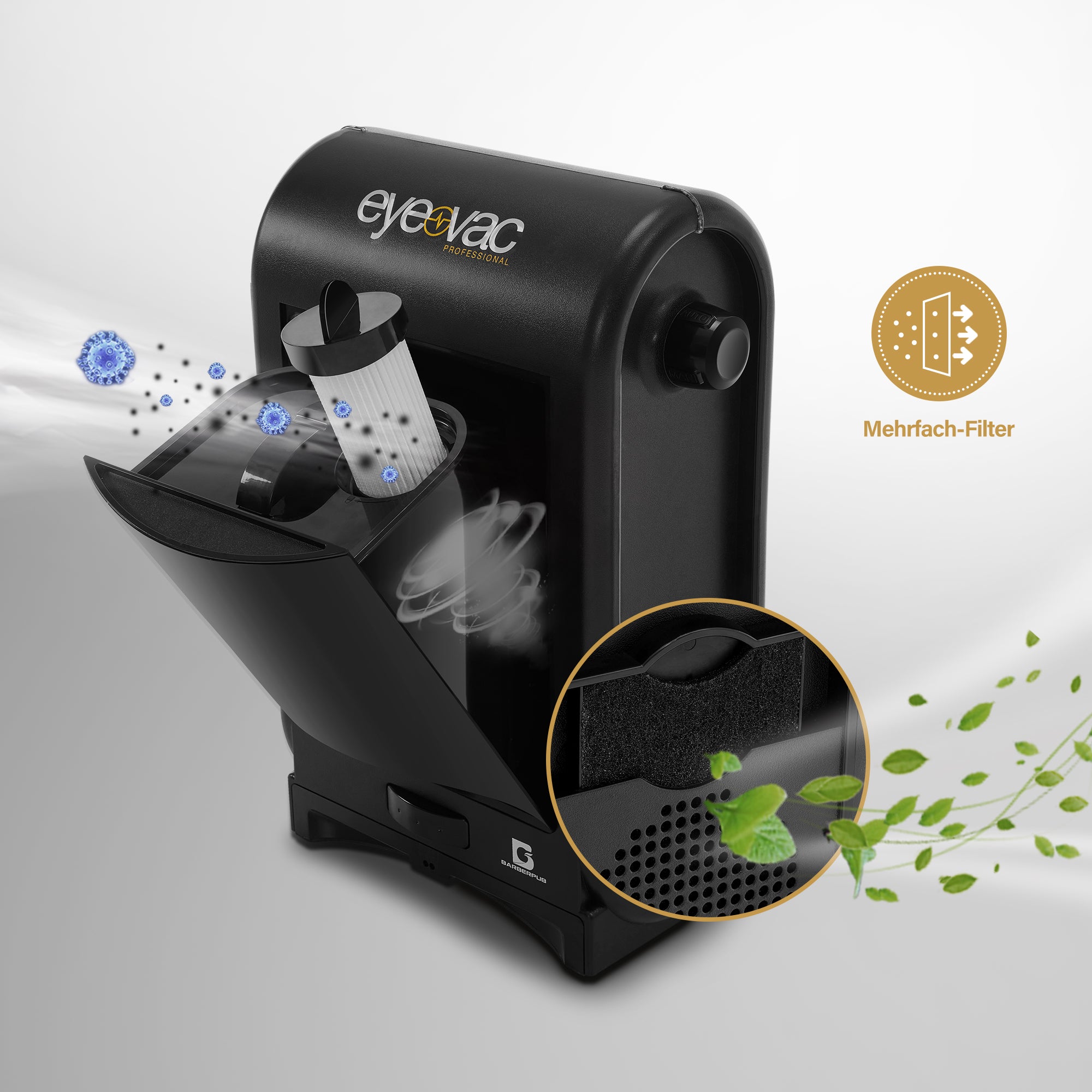 Barberpub Staubsauger Haarsauger mit Sensor Automatisch, Saugroboter mit Kabel Leise Stark, Stabstaubsauger & Elektrische Kehrbesen, Bodenstaubsauger Friseur Profibedarf Salonbedarf, 1400 W (Schwarz)