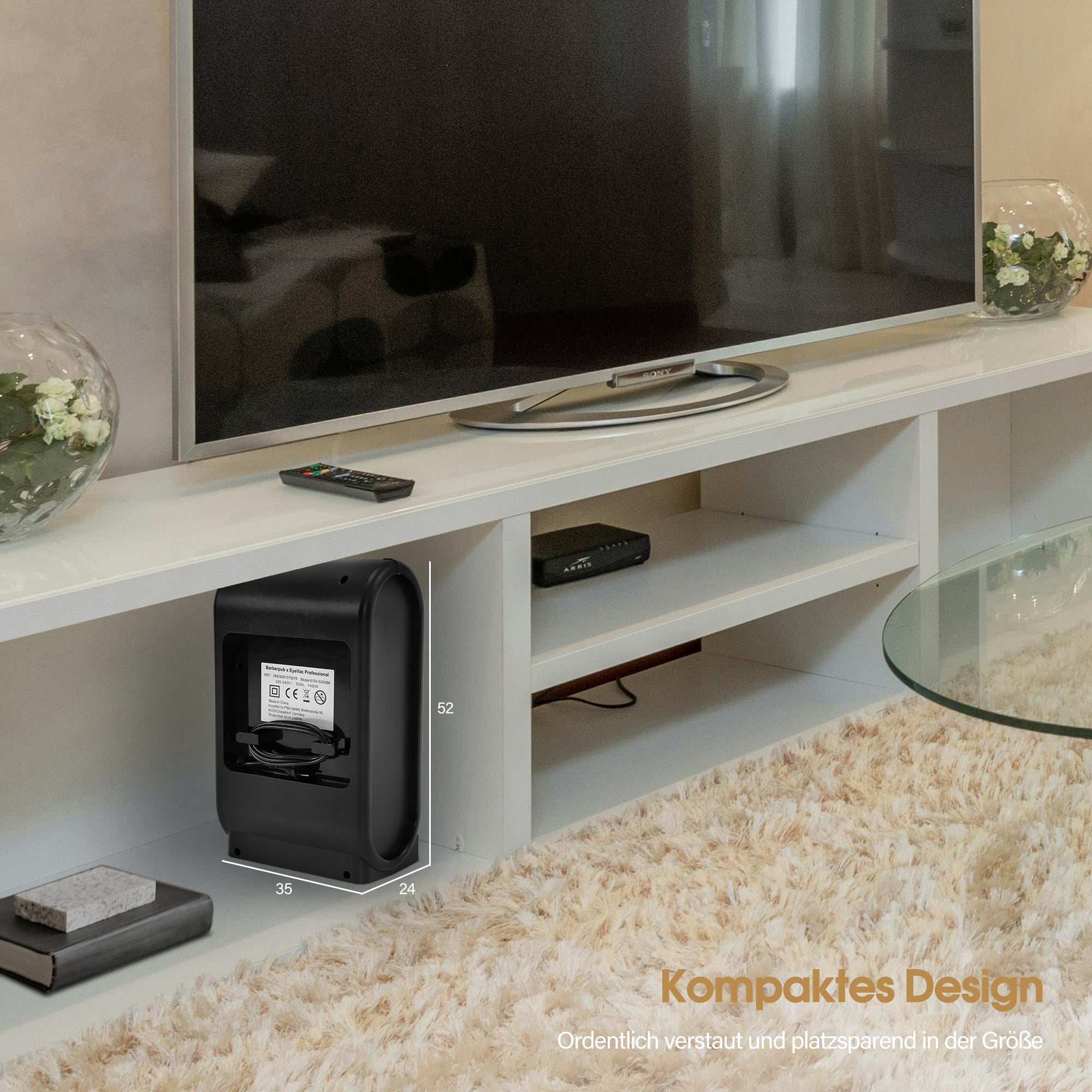 Barberpub Staubsauger Haarsauger mit Sensor Automatisch, Saugroboter mit Kabel Leise Stark, Stabstaubsauger & Elektrische Kehrbesen, Bodenstaubsauger Friseur Profibedarf Salonbedarf, 1400 W (Schwarz)