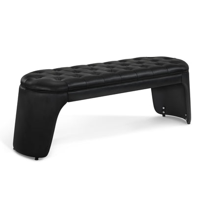 BarberPub 3-Sitzer Sitzbank für Friseursalon, Sitzbreite 150 cm, Moderne Wartebank Friseur, Polsterbank Schlafzimmer, Bettbank für Wohnzimmer, Flurbank Friseureinrichtung W510 (Schwarz/Kunstleder)