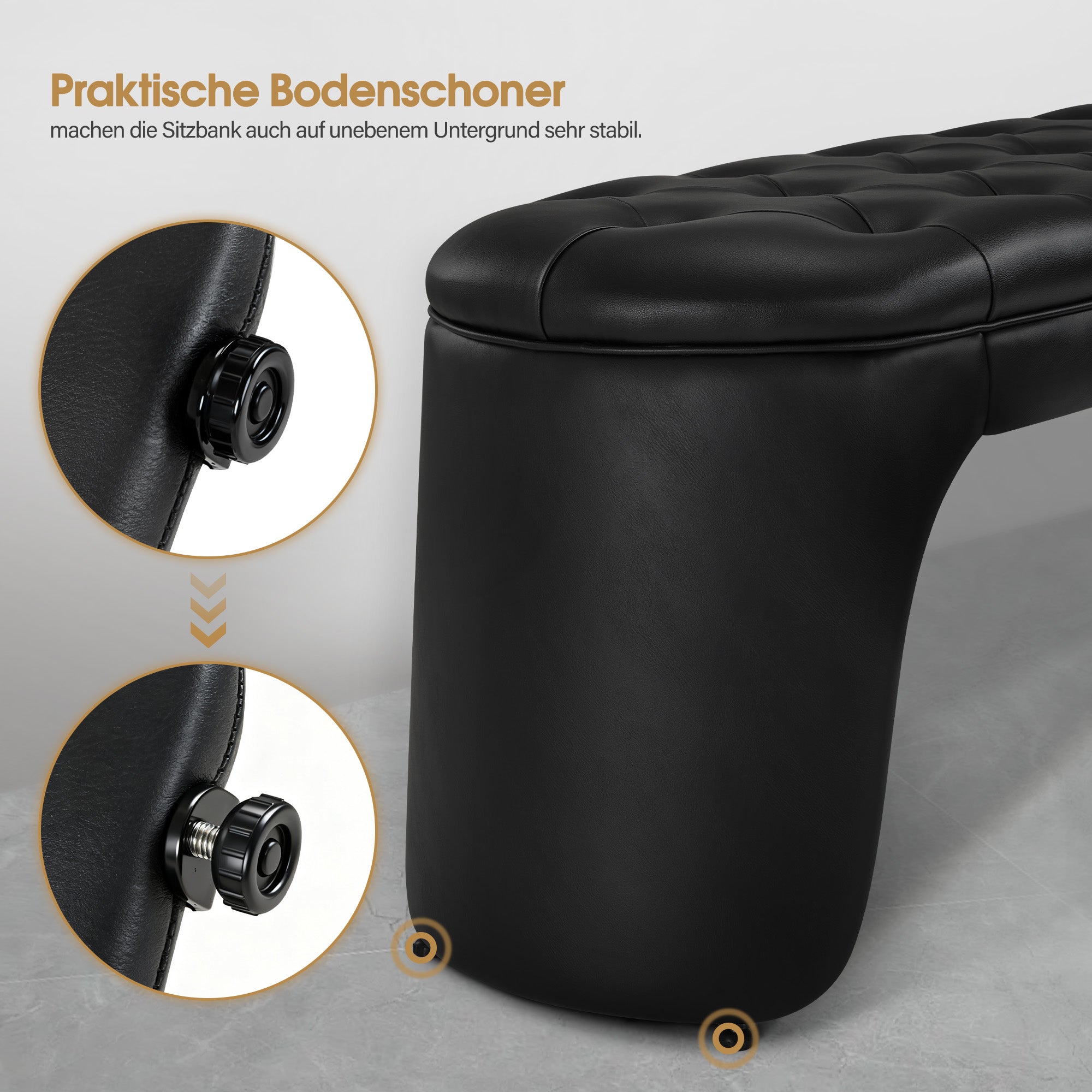 BarberPub 3-Sitzer Sitzbank für Friseursalon, Sitzbreite 150 cm, Moderne Wartebank Friseur, Polsterbank Schlafzimmer, Bettbank für Wohnzimmer, Flurbank Friseureinrichtung W510 (Schwarz/Kunstleder)