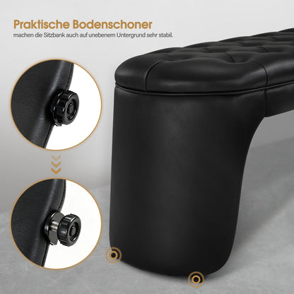 BarberPub 3-Sitzer Sitzbank für Friseursalon, Sitzbreite 150 cm, Moderne Wartebank Friseur, Polsterbank Schlafzimmer, Bettbank für Wohnzimmer, Flurbank Friseureinrichtung W510 (Schwarz/Kunstleder)