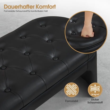 BarberPub 3-Sitzer Sitzbank für Friseursalon, Sitzbreite 150 cm, Moderne Wartebank Friseur, Polsterbank Schlafzimmer, Bettbank für Wohnzimmer, Flurbank Friseureinrichtung W510 (Schwarz/Kunstleder)