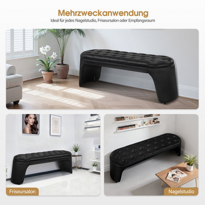 BarberPub 3-Sitzer Sitzbank für Friseursalon, Sitzbreite 150 cm, Moderne Wartebank Friseur, Polsterbank Schlafzimmer, Bettbank für Wohnzimmer, Flurbank Friseureinrichtung W510 (Schwarz/Kunstleder)