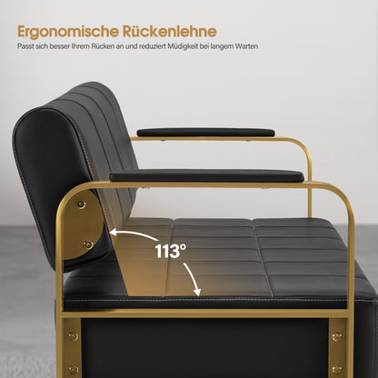 Barberpub 3-Sitzer Sitzbank mit Armlehnen, Polsterbank mit Rückenlehn Wartebank Friseur, Wohnzimmerbank, Friseureinrichtung W528