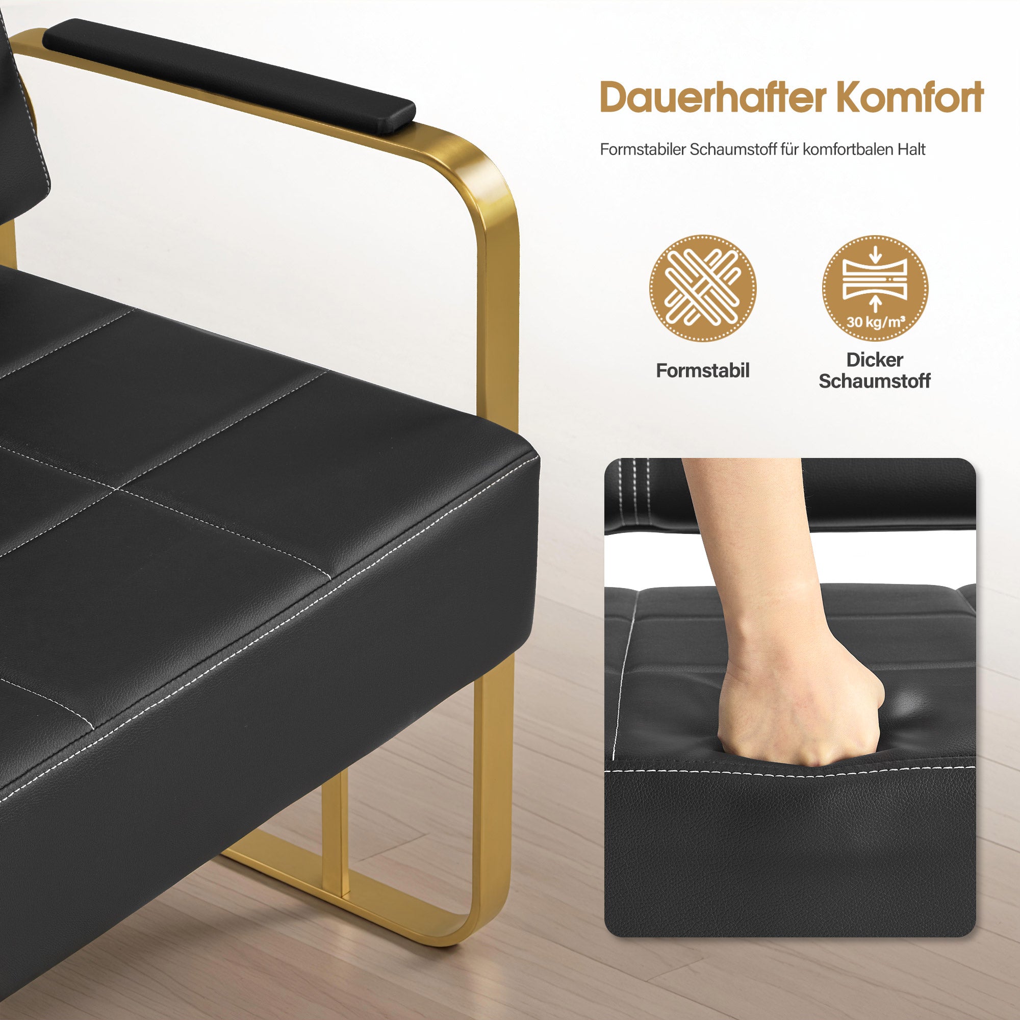 Barberpub 3-Sitzer Sitzbank mit Armlehnen, Polsterbank mit Rückenlehn Wartebank Friseur, Wohnzimmerbank, Friseureinrichtung W528