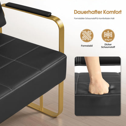 Barberpub 3-Sitzer Sitzbank mit Armlehnen, Polsterbank mit Rückenlehn Wartebank Friseur, Wohnzimmerbank, Friseureinrichtung W528