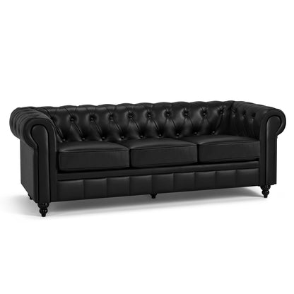 BarberPub Chesterfield Sofa 3-Seater 208cm, Vintage Waiting Bench for Hairdressers, Bench with Backrest & Armrest, 3-Seater Sofa, Classic Salon Furniture W536