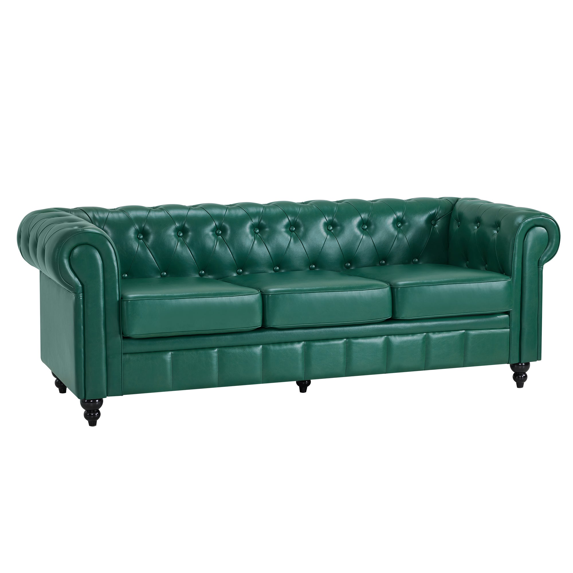 BarberPub Chesterfield Sofa 3-Sitzer 208cm, Wartebank Friseur Vintage, Sitzbank mit Rückenlehne & Armlehne Couch 3-er, Friseureinrichtung Klassisch W536