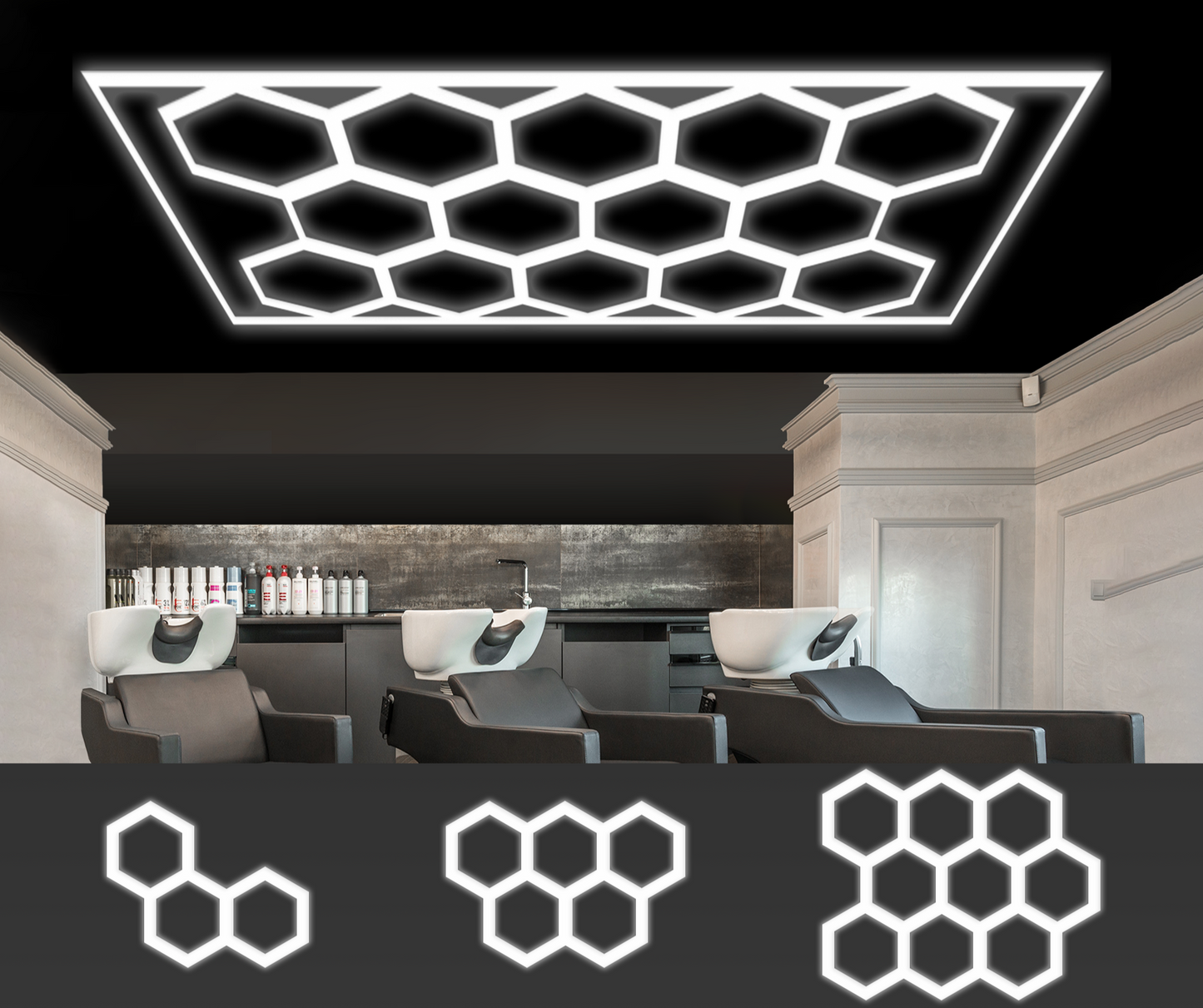 Barberpub Hexagon LED Garage Light, 68970LM 6500K Hexagon LED Beleuchtung für Werkstatt, Friseursalon, 14 Grid