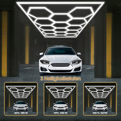 Barberpub Hexagon LED Garage Light, 68970LM 6500K Hexagon LED Beleuchtung für Werkstatt, Friseursalon, 14 Grid