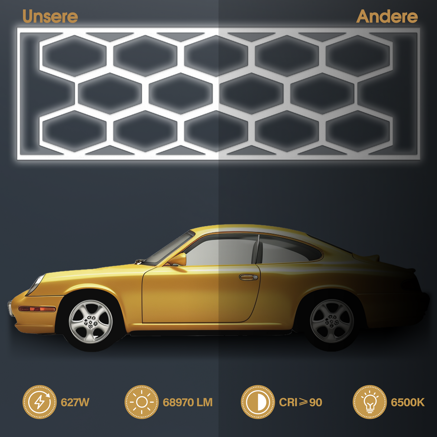 Barberpub Hexagon LED Garage Light, 68970LM 6500K Hexagon LED Beleuchtung für Werkstatt, Friseursalon, 14 Grid