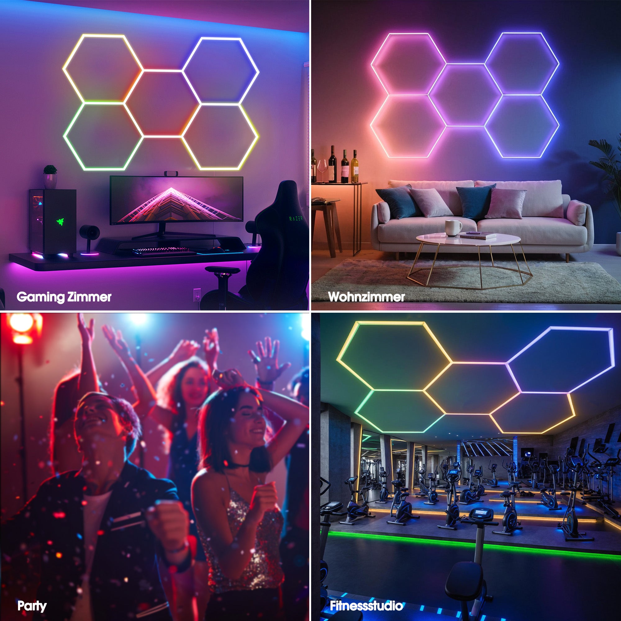 BarberPub Hexagon LED Garage Light, 7200LM Hexagon LED Beleuchtung für Werkstatt, Friseursalon, 5 Grid (LP007/RGB)