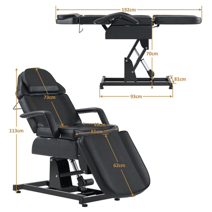 Barberpub Kosmetikliege Elektrisch, Massageliege Klappbar & Höhenverstellbar, Tattoo Liege mit 3 Motoren, Massagetisch für SPA Salon 0751 (Schwarz/Kunstleder)