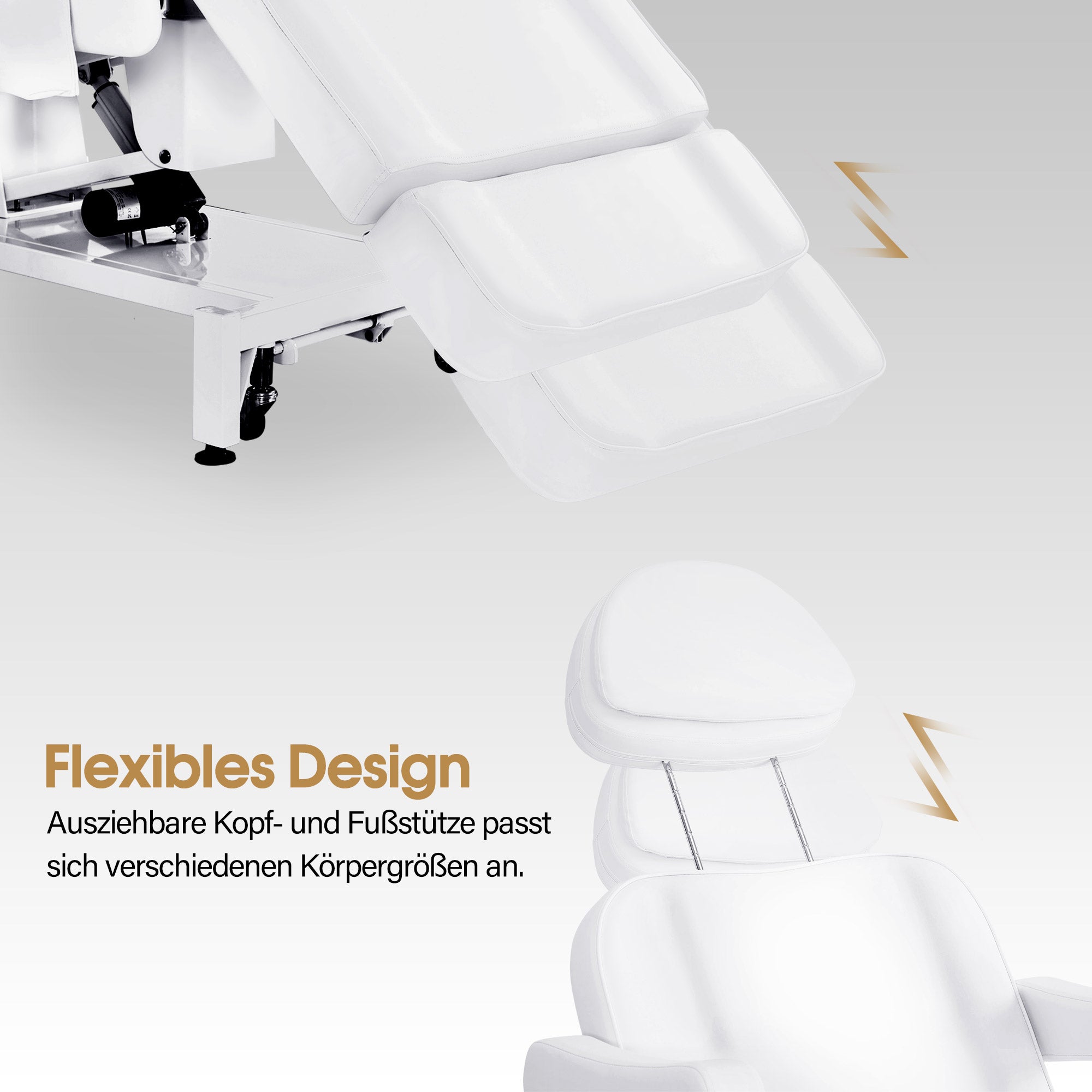 BarberPub Kosmetikliege Elektrisch mit 3 Motoren & Rollen, Massageliege Klappbar & 16CM Höhenverstellbar, 180°Drehbare Armlehnen, Tattoo Liege für SPA Salon 0754