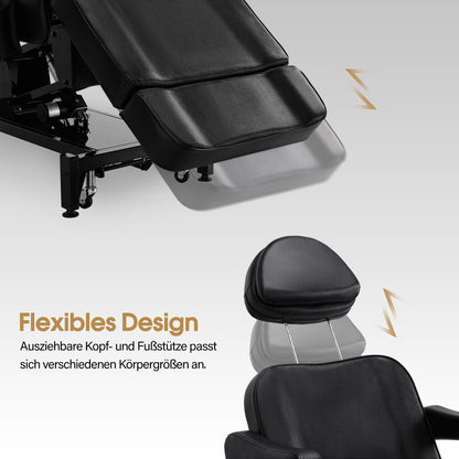 BarberPub Kosmetikliege Elektrisch mit 3 Motoren & Rollen, Massageliege Klappbar & 16CM Höhenverstellbar, 180°Drehbare Armlehnen, Tattoo Liege für SPA Salon 0754