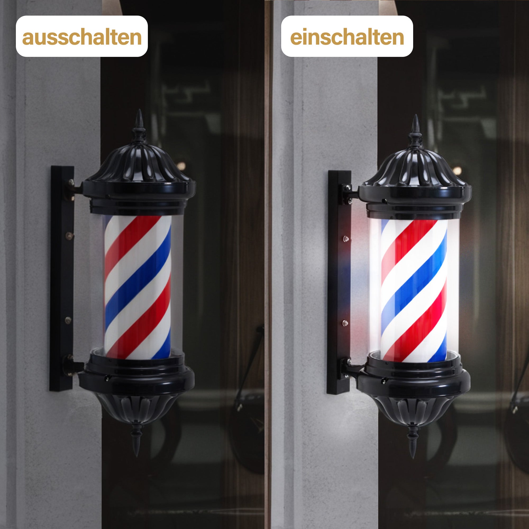 BarberPub Barber Pole Barbierstab, Barbershop Friseurstange mit LED Leucht Salon Einrichtung, Drehbar Stange Friseursalon 70CM Barbier Stange Licht, Energie Sparen L054