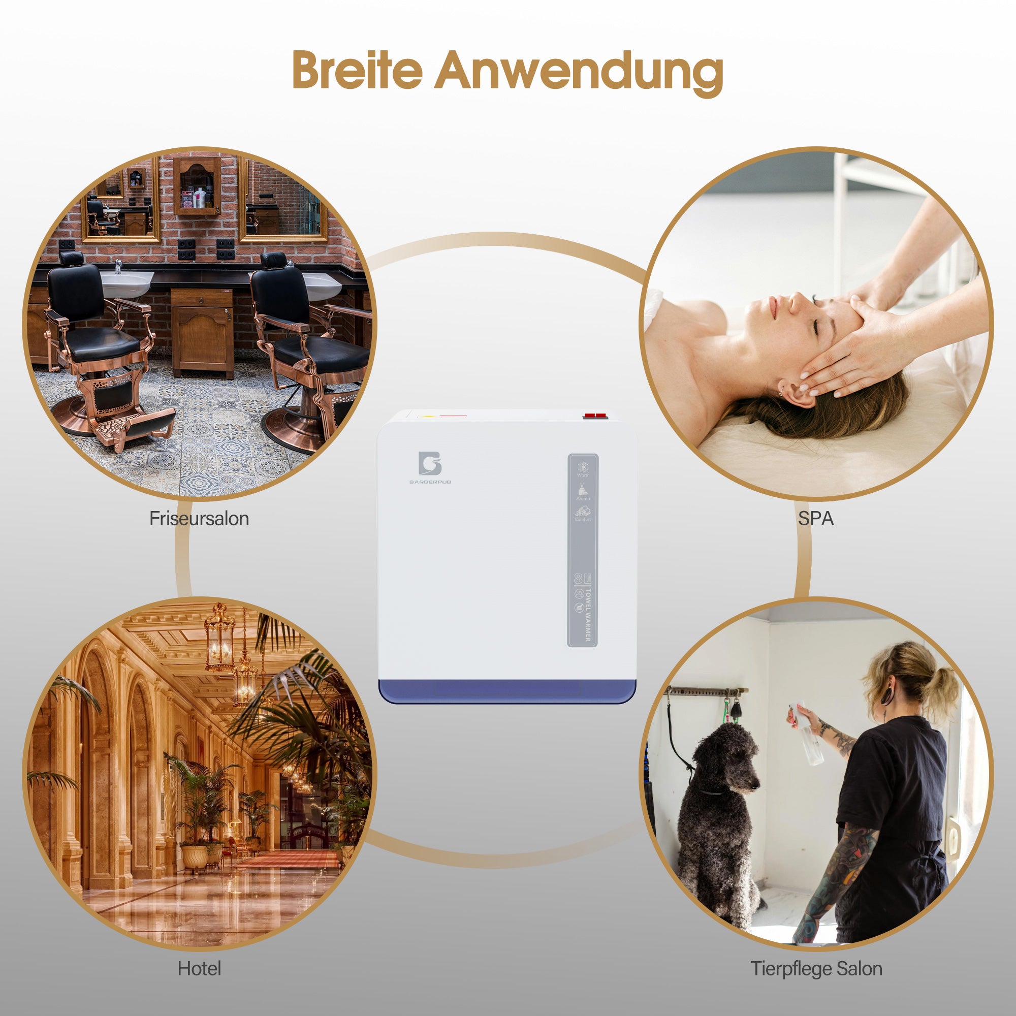 BarberPub Handtuchwärmer mit UV Sterilisator, 8L Handtuchheizkörper Elektrisch bis zu 24 Handtücher für Friseursalon & Kosmetikstudio, HW208W (Weiß)