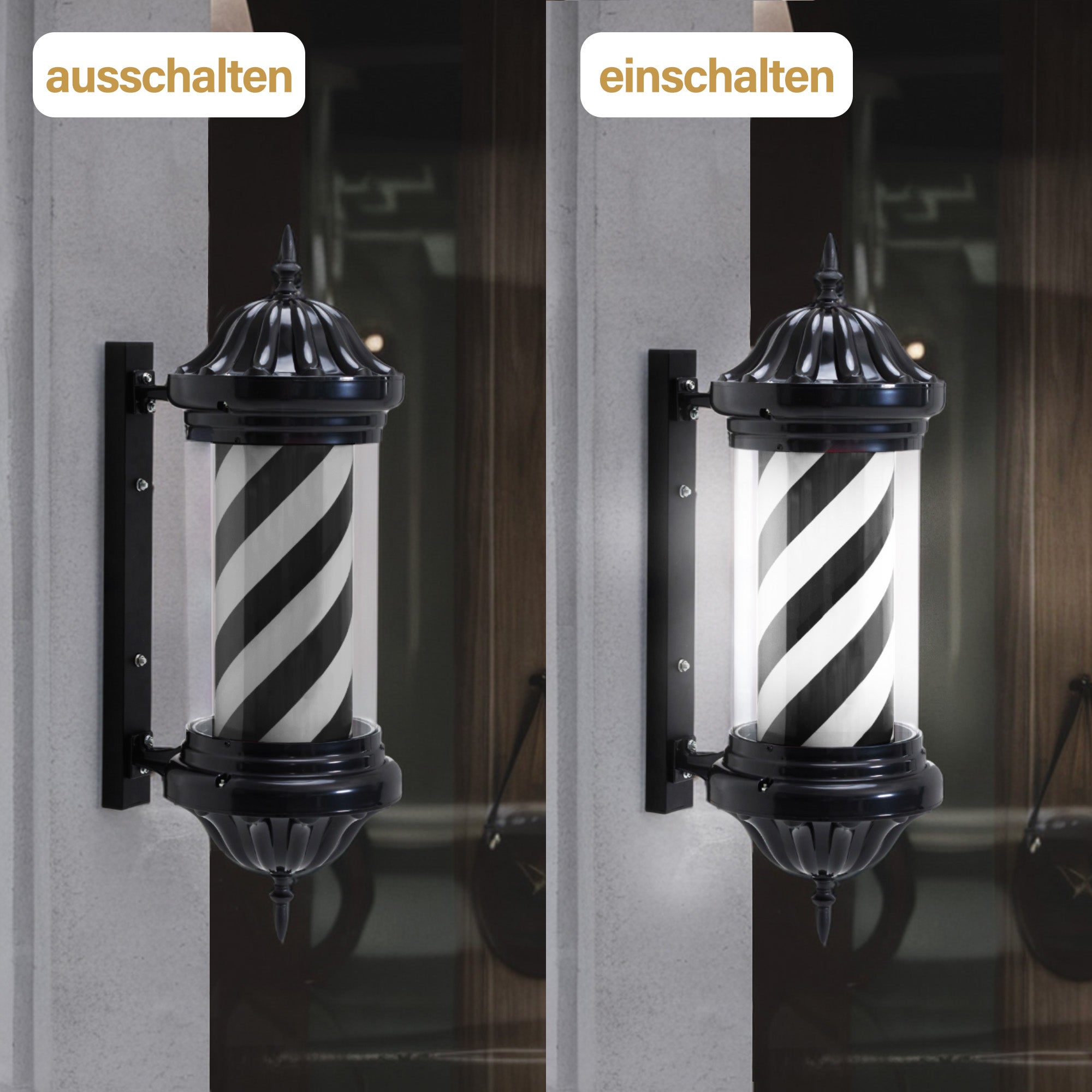 BarberPub Barber Pole Barbierstab, Barbershop Friseurstange mit LED Leucht Salon Einrichtung, Drehbar Stange Friseursalon 70CM Barbier Stange Licht, Energie Sparen L054