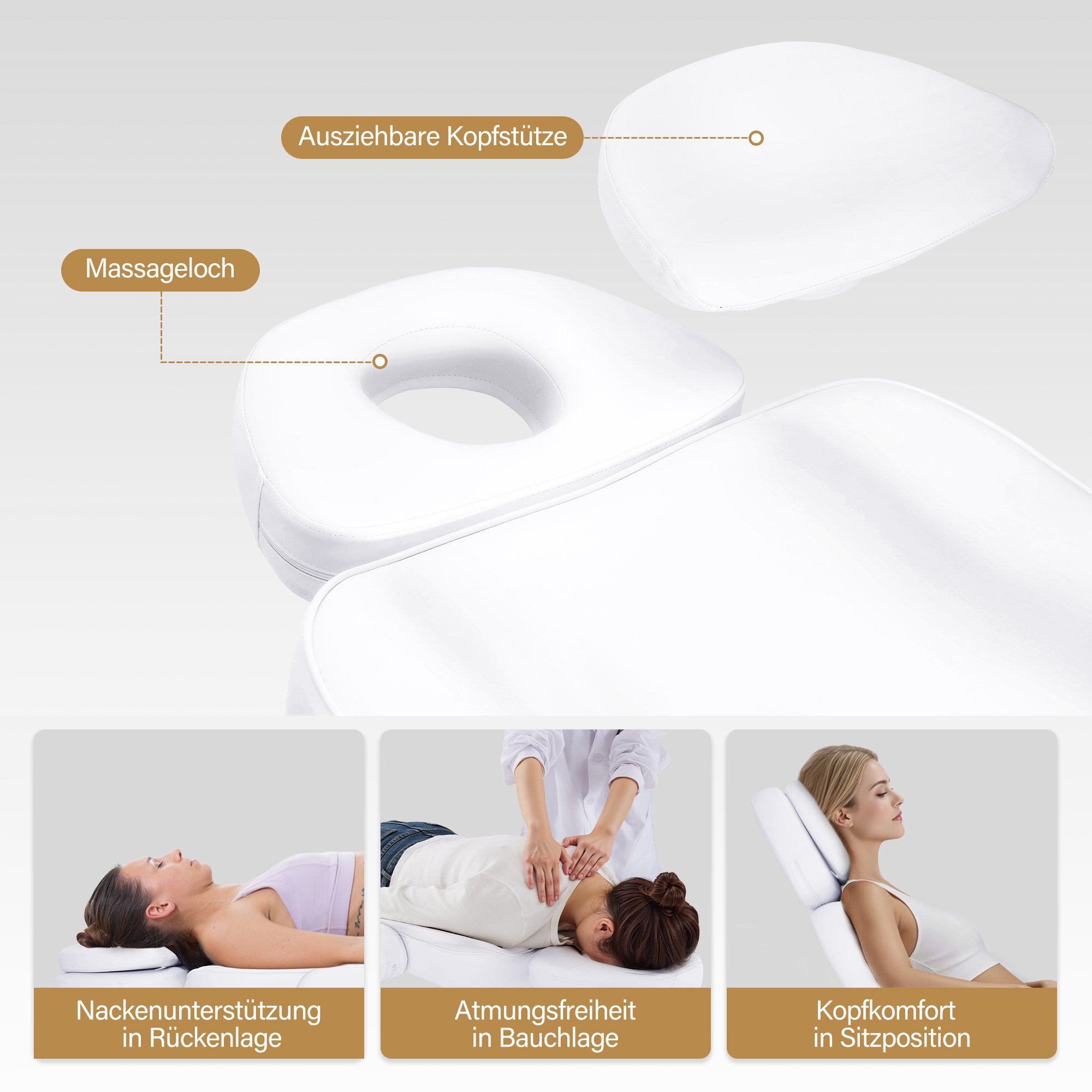 BarberPub Kosmetikliege Elektrisch mit 3 Motoren & Rollen, Massageliege Klappbar & 16CM Höhenverstellbar, 180°Drehbare Armlehnen, Tattoo Liege für SPA Salon 0754