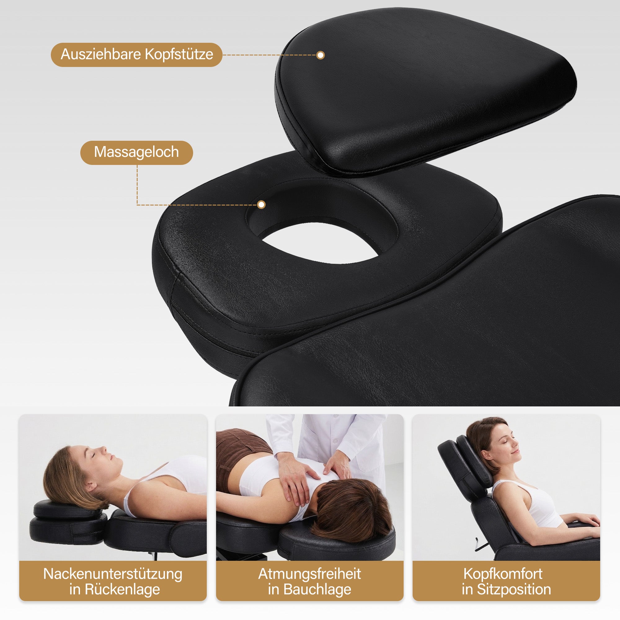 BarberPub Kosmetikliege Elektrisch mit 3 Motoren & Rollen, Massageliege Klappbar & 16CM Höhenverstellbar, 180°Drehbare Armlehnen, Tattoo Liege für SPA Salon 0754