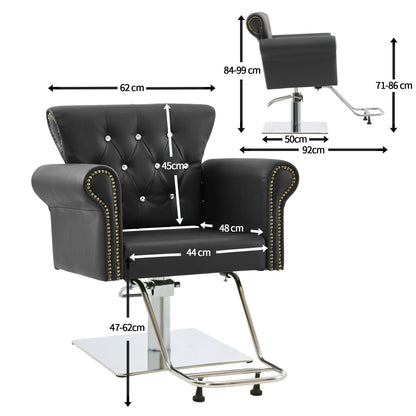 Barberpub Hydraulischer Friseurstuhl, Friseursessel Bedienungsstuhl  Höhenverstellbar, Barber Chair Drehstuhl Schönheitssalon-Stuhl Friseureinrichtung, Kunstleder, 8899 (Schwarz/ Grün)