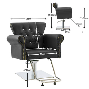 Barberpub Hydraulischer Friseurstuhl, Friseursessel Bedienungsstuhl  Höhenverstellbar, Barber Chair Drehstuhl Schönheitssalon-Stuhl Friseureinrichtung, Kunstleder, 8899 (Schwarz/ Grün)
